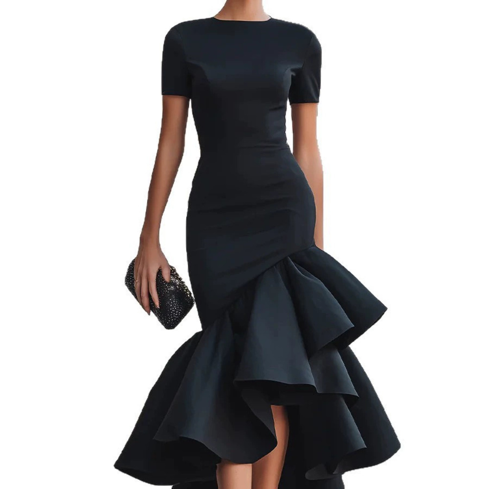 ZARA Elegant Stylish Asymmetric Ruffle Hem Slim Fit Dress - Picture 5 of 6
